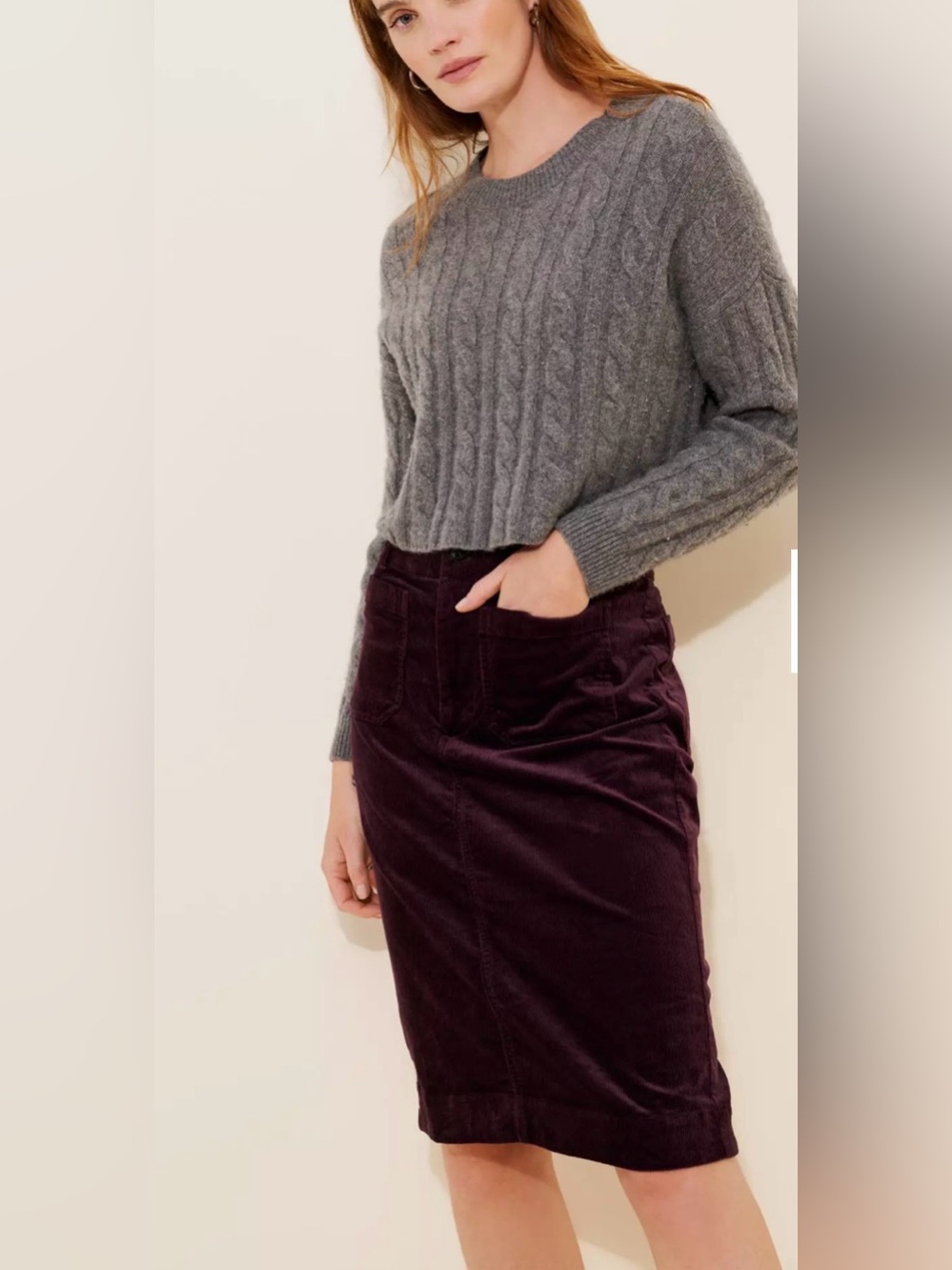 Anthropologie Maeve Colette Corduroy Pencil Skirt Size Medium - Picture 2 of 11